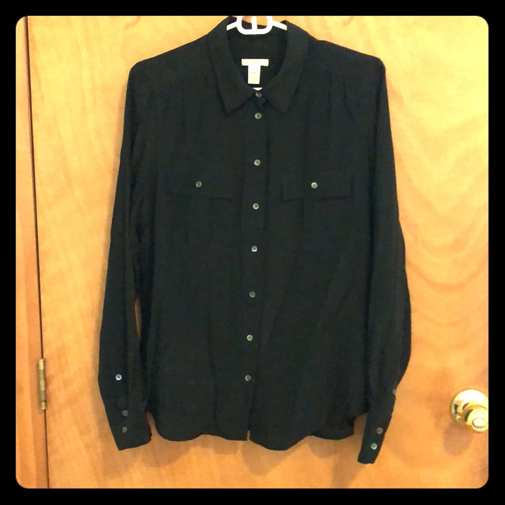 J.Crew 100% Silk Black Blouse